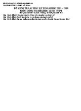 Đề kiểm tra 45 phút học kỳ 2 môn Công nghệ 11 - Năm học 2015-2016 - Trường THCS và THPT Mỹ Bình